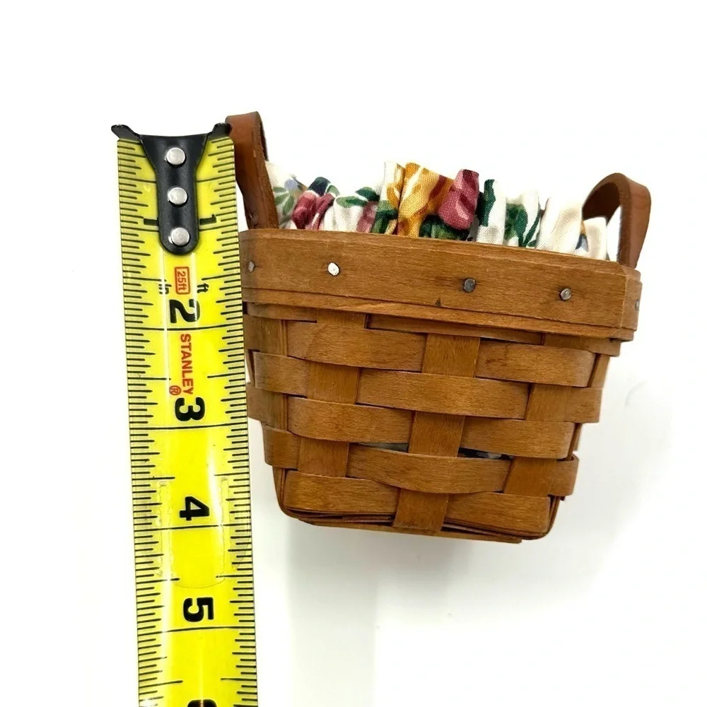 Vtg Longaberger Thyme Booking Basket 1995 Garden Splendor Liner Leather Handles - Picture 11 of 12